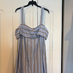 DKNYC Strapless Dress with Blue and White Stripes